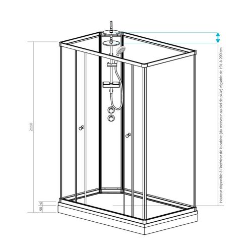 Cabine de douche rectangulaire SILVER INTEGRAL 140x90 DROITE NOIR - THALASSOR - SRIN1490D pas cher Secondaire 8 L