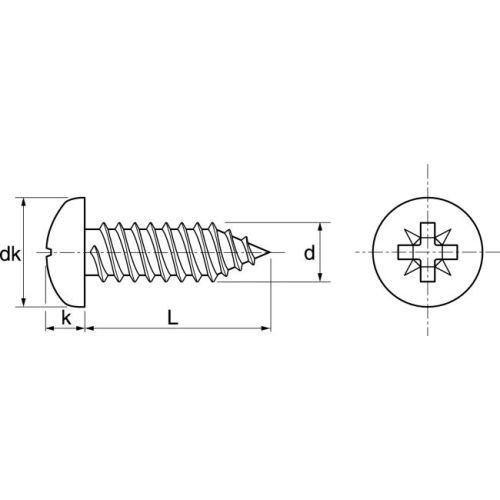 Vis à tôle tête cylindrique large inox A2 DIN 7981 3,5X22 boîte de 200 - ACTON - 624053,5X22 pas cher Secondaire 3 L