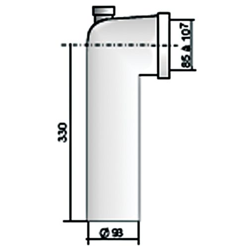 Coude WC 90° Mâle D 100 mm avec piquage dessus REGIPLAST PLA photo du produit