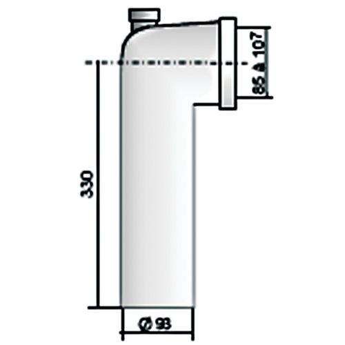 Coude WC 90° Mâle D 100mm avec piquage dessus - REGIPLAST - PLA pas cher Secondaire 1 L