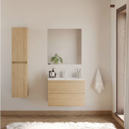 Meuble de salle de bain IDA 60cm simple vasque 2 tiroirs nebraska (bois clair) - COSYNEO - BOS2CIDA60NEB pas cher