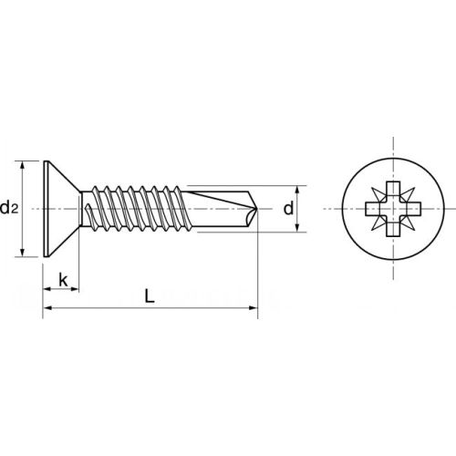 Vis autoperceuse tête fraisée pozidrive inox A2 DIN 7504 O 4,2X38 boîte de 200 - ACTON - 624324,2X38 pas cher Secondaire 3 L