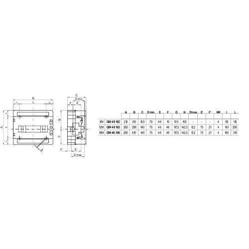 Coffret étanche IP65 400V 8 modules - GEWISS - GW40102 pas cher Secondaire 1 L