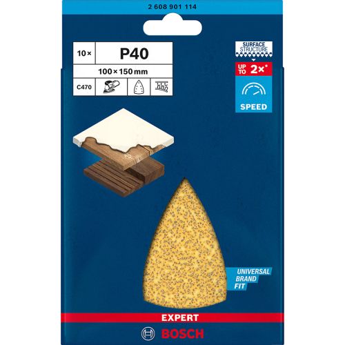 10 feuilles abrasives Expert C470 D 100x150mm G 40 pour ponceuses Delta - BOSCH - 2608901114 pas cher Secondaire 6 L