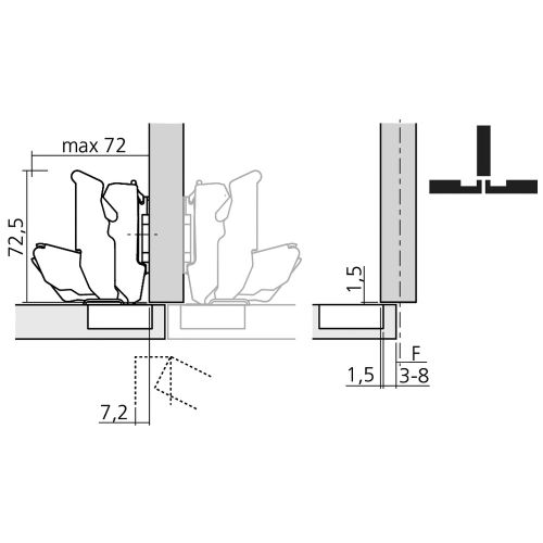 Charni&egrave;re CLIP TOP 155&deg; Blumotion encombrement 0 &agrave; frapper - BLUM - CHA71B758 pas cher Secondaire 1 L