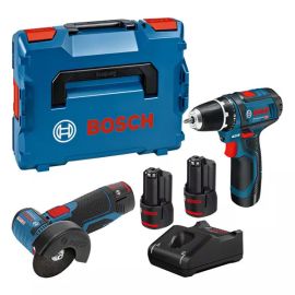 Kit de 2 outils 12V (GSR 12V-15 /GWS 12V-76) + 2 batteries 2,0Ah + chargeur GAL 12V-40 en coffret L-BOXX - 0615990N2U photo du produit Principale M