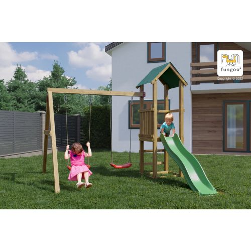 Aire de jeux Lucas avec balançoire double - FUNGOO - 8120PK pas cher Secondaire 3 L