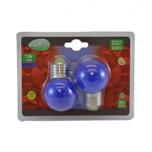 Pack de 2 ampoules LED E27 1 W bulbe bleu MIIDEX LIGHTING 76191 photo du produit Secondaire 1 L