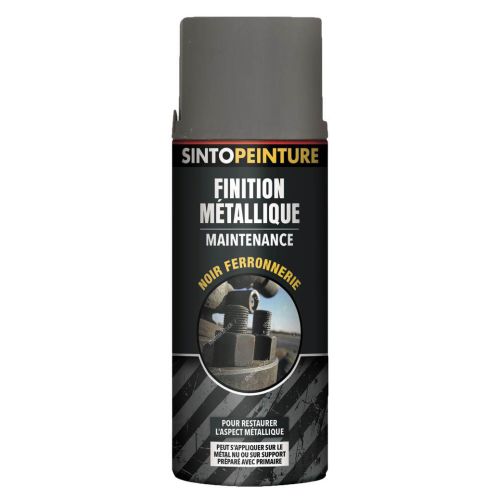 Aérosol noir ferronnerie finition métallique 400ml - SINTO - 920435 pas cher Principale L