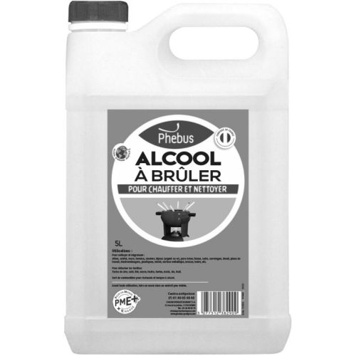 Alcool &agrave; bruler pour chauffer et nettoyer bidon de 5L - PHEBUS - ALCOOL.5L pas cher