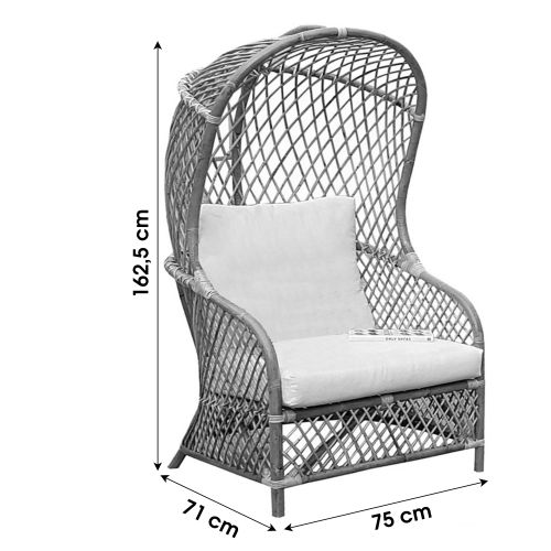 Fauteuil en rotin Cocoon 71x75xH162,5cm avec 2 coussins - 225272 pas cher Principale L