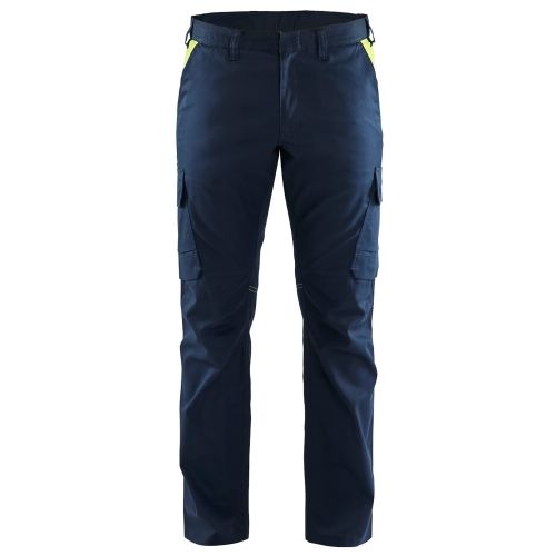 Pantalon industrie stretch 2D bleu marine fonce/jaune fluo T62C - BLÅKLÄDER - 144418328633D132 pas cher