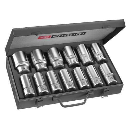 Coffret de douilles 6 pans 3/4'' longues m&eacute;triques 12 pi&egrave;ces FACOM K.405E photo du produit Principale L