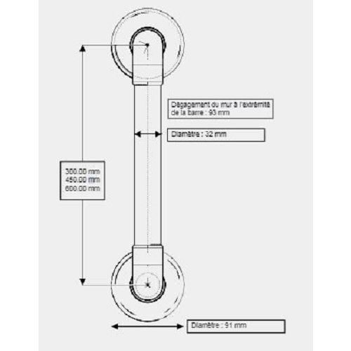 Barre à lisse 600 mm antibactérienne AKW 11920WH photo du produit Secondaire 1 L