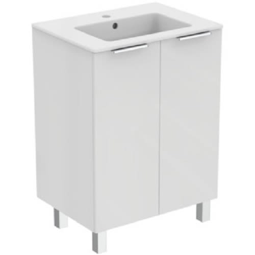 Pack meuble + lavabo ULYSSE+ 2 portes 60 cm blanc brillant PORCHER P0279WG photo du produit