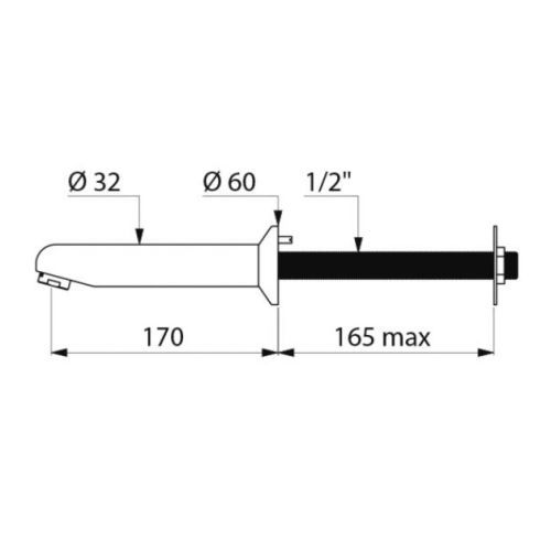 Bec fixe avec rosace traversée de cloison L170 mm DELABIE 947157 photo du produit Secondaire 1 L