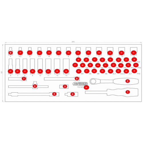 Module de douilles et accessoires ULTIMATE 1/4 '' 54 pièces KS TOOLS 713.1020 photo du produit Secondaire 2 L