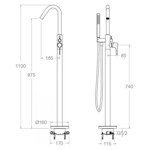 Mitigeur bain-douche sur colonne avec ensemble ADAGIO 918503DOC - RAMON SOLER - 91C306310 pas cher Secondaire 1 L