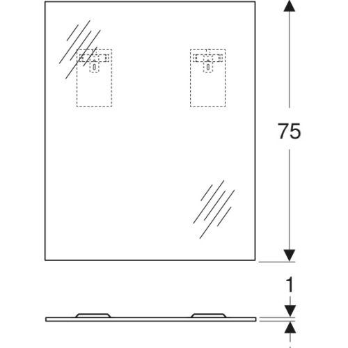 Miroir pour meuble de salle de bain BASTIA 60x75cm - GEBERIT - 00940900 pas cher Secondaire 2 L