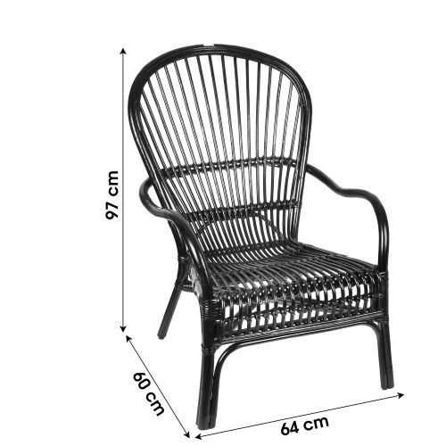 Fauteuil en rotin LISA 60x64xH97cm noir - 225275 pas cher Principale L