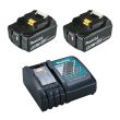 Pack énergie Li-ion (2 batteries BL1850B 5Ah + chargeur DC18RC) 12V - MAKITA - 197570-9 pas cher