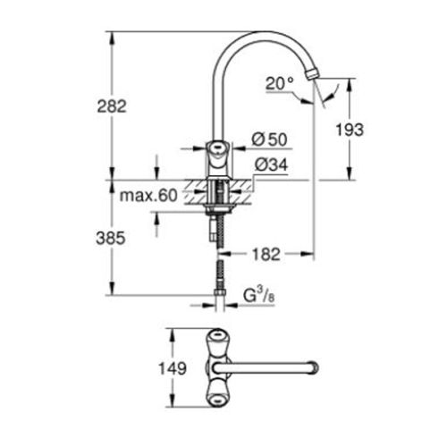Mélangeur d'évier COSTA S monotrou - GROHE - 31067001 pas cher Secondaire 1 L