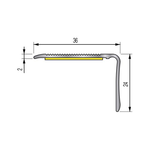 Nez de marche strié métal 6VA adhésif aluminium 3 m noir DINAC 222303D photo du produit