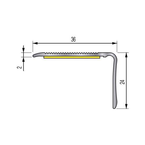 Nez de marche strié métal 6VA adhésif aluminium 3 m noir DINAC 222303D photo du produit Secondaire 1 L