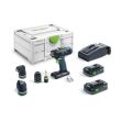 Perceuse-visseuse 18V T 18+3 HPC 4,0 I-Set + 2 batteries 4.0Ah + chargeur + coffret Systainer 3 - FESTOOL - 576989 pas cher