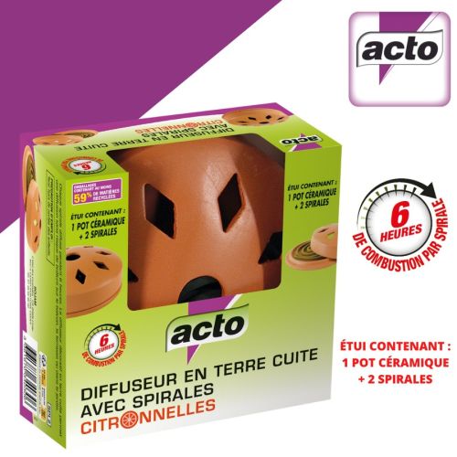 Diffuseur terre cuite avec spirales citronnelle ACTO INSECTICIDES SPI2 photo du produit Secondaire 1 L