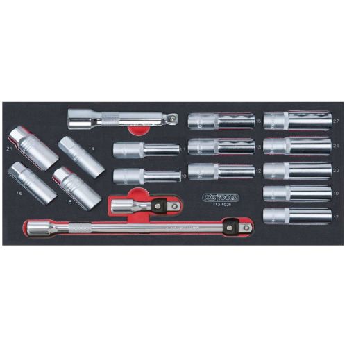 Module de douilles longues et accessoires 1/2 '' 17 pièces KS TOOLS 713.1026 photo du produit