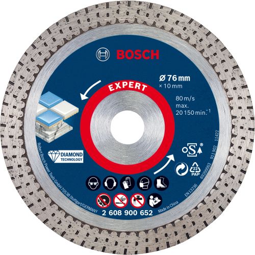 Disque à tronçonner diamanté Expert HardCeramic 76x1,9x10mm - BOSCH -  2608900652