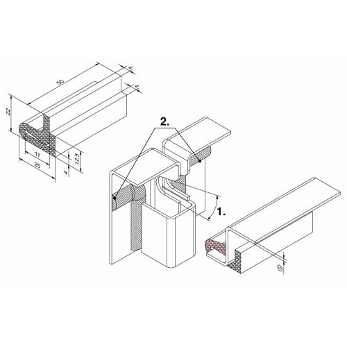 Joint pour portes doubles largeur 50 mm PINET 8672303 photo du produit Secondaire 1 L