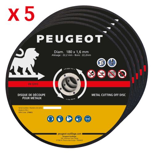 5 disques à tronçonner 180 mm PEUGEOT OUTILLAGE 801181 photo du produit Secondaire 1 L