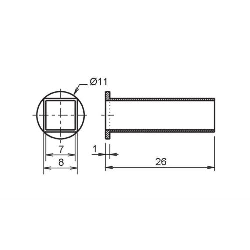 Fourreau r&eacute;ducteur carr&eacute; 8 &agrave; 7 mm nylon DOM N108000000 photo du produit Secondaire 1 L