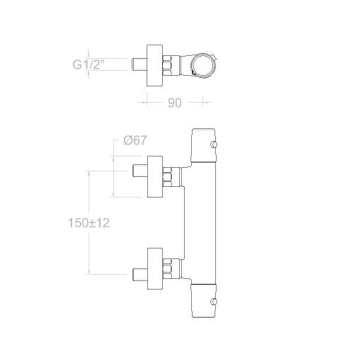 Mitigeur de douche thermostatique TZAR 343401SOC or brossé poignées en laiton - RAMON SOLER - 34D302499 pas cher Secondaire 1 L