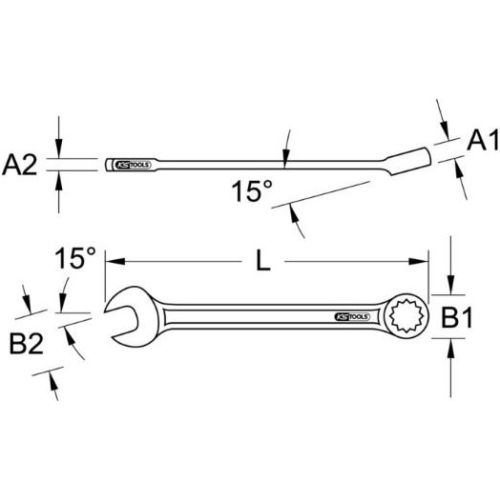 Cl&eacute; mixte inox fourche et &oelig;il inclin&eacute;e 10x145 mm KS TOOLS 964.0110 photo du produit Secondaire 2 L