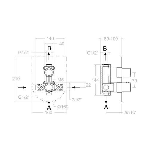 Mitigeur bain-douche thermostatique &agrave; encastrer 2 voies AROLA 268712S - RAMON SOLER - 26D302538 pas cher Secondaire 1 L