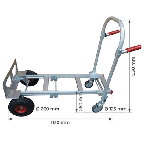 Diable de manutention en aluminium roues increvables charge 350 kg