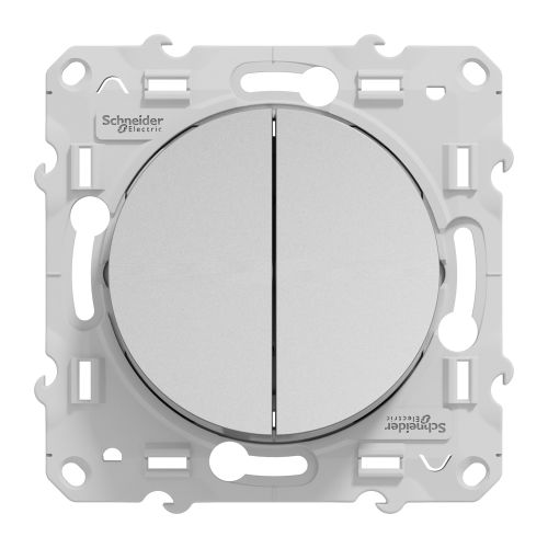 Interrupteur double va-et-vient ODACE 10A à vis aluminium - SCHNEIDER ELECTRIC - S530214 pas cher Secondaire 1 L