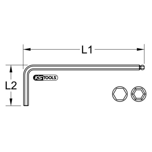 Clé mâle inox 6 pans à tête sphérique longue 2 mm KS TOOLS 964.0402 photo du produit Secondaire 1 L