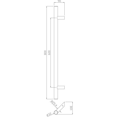 Poignée de tirage déportée modèle 5040 dimension 32 x 600 mm Héraclès B-INOX-PT123 photo du produit Secondaire 6 L