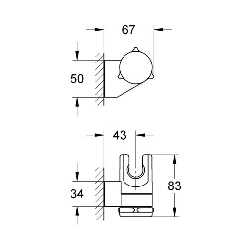 Support mural pour douchette chromé orientable RELEXA GROHE 28623000 photo du produit