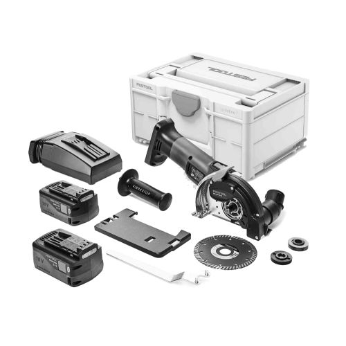 Système de tronçonnage sans fil DSC-AGC 18-125 FH 5.2 EBI-Plus 18 V + 2 batteries 5,2Ah + chargeur + coffret SYSTAINER - FESTOOL - 576830 pas cher