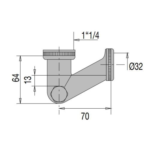 Siphon de lavabo en 'V' laiton chromé avec bouchon chromé D32 mm VALENTIN 00 161300 000 00 photo du produit Secondaire 1 L