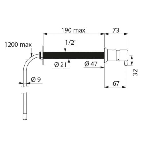 Distributeur de savon mural pour traversée de cloison avec tube 1,2m DELABIE 729150 photo du produit Secondaire 1 L