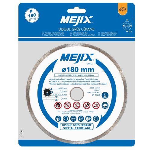 Disque grès cérame D180 mm avec bague de réduction 25,4/22,2 mm MEJIX 180012 photo du produit Secondaire 1 L