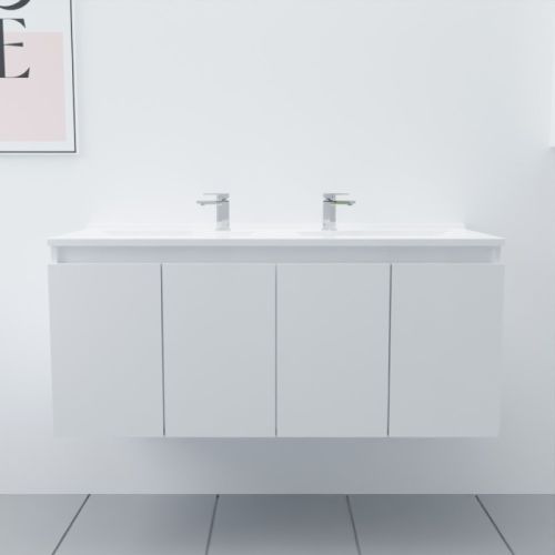 Ensemble meuble PROLINE 120cm blanc et plan double vasque - CUISIBANE - M0PR_120BB pas cher Secondaire 3 L