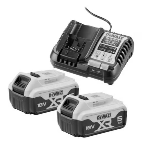 Pack 2 batteries 18V XR 5Ah Li-Ion + chargeur - DEWALT - DCB1104P2-QW pas cher
