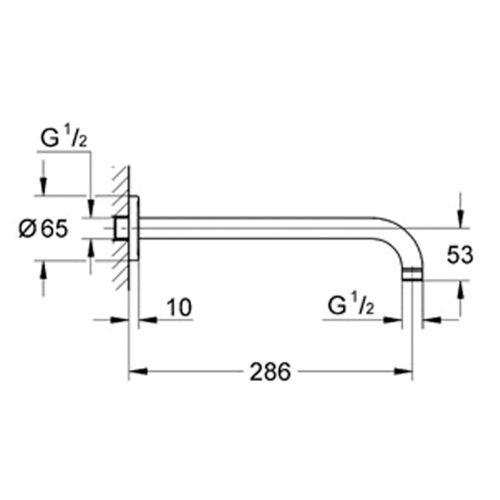 Bras de douche équerre RAINSHOWER 286mm - GROHE - 28576-000 pas cher Secondaire 1 L